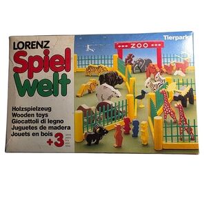 Vintage Lorenz Spiel Welt Wooden Zoo Set West Germany Tierpark Wood Toy Animals